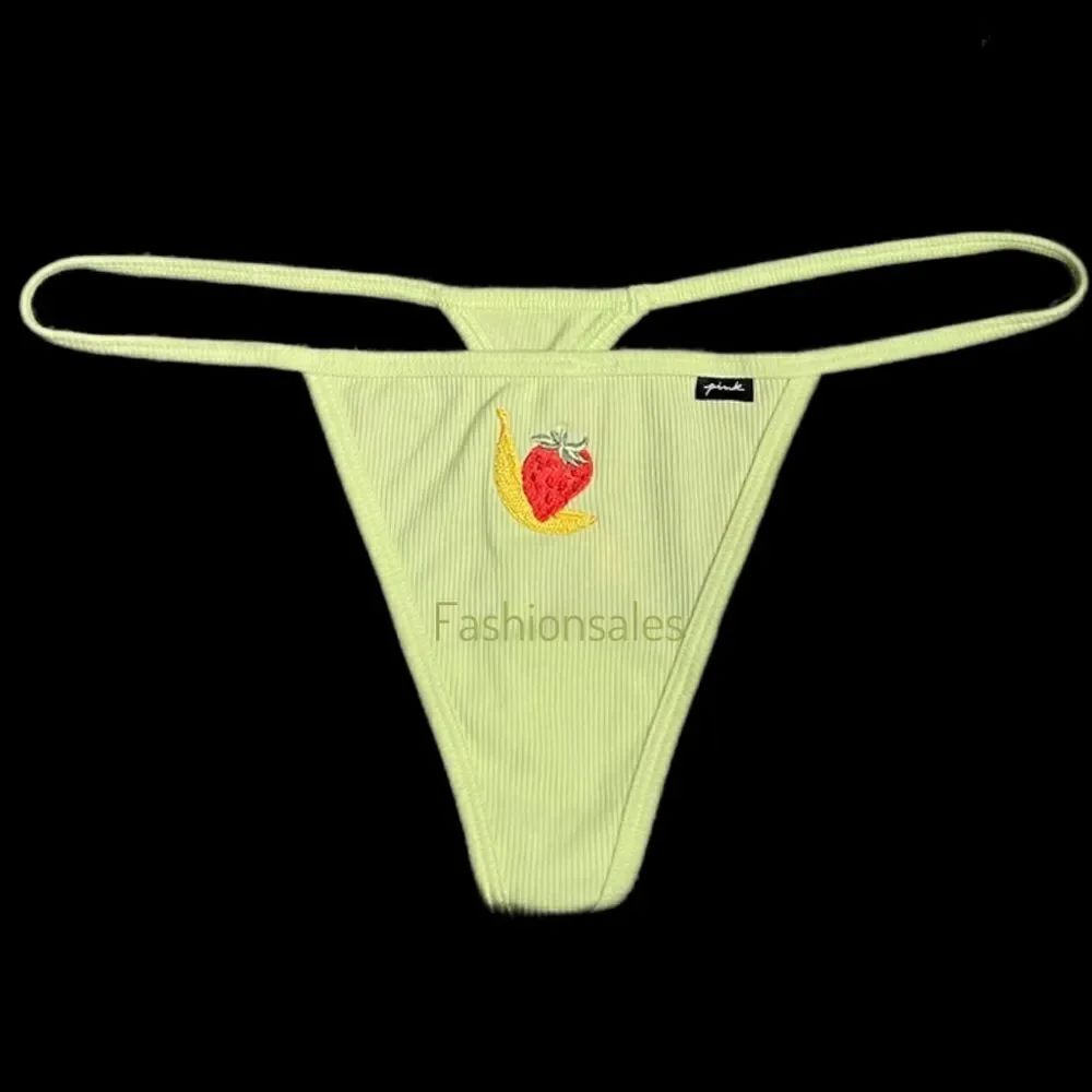Victorias Secret Pink Soft Cotton Ribbed V String panty Lime XXL